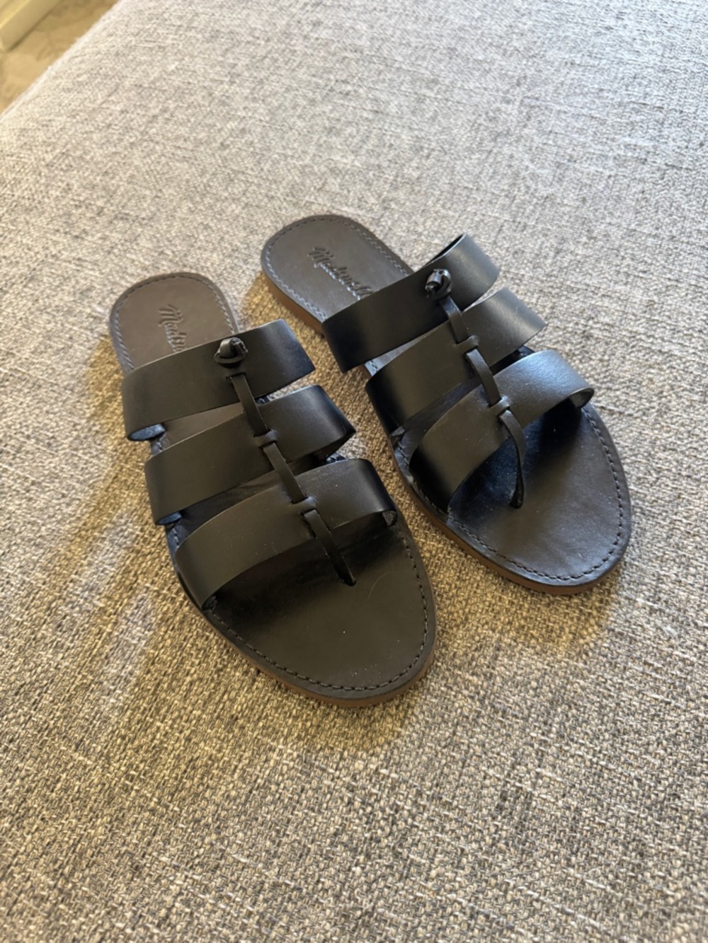 Madewell Black Multi-Strap Slide Sandals with Knot Detail - Picture 2 of 3